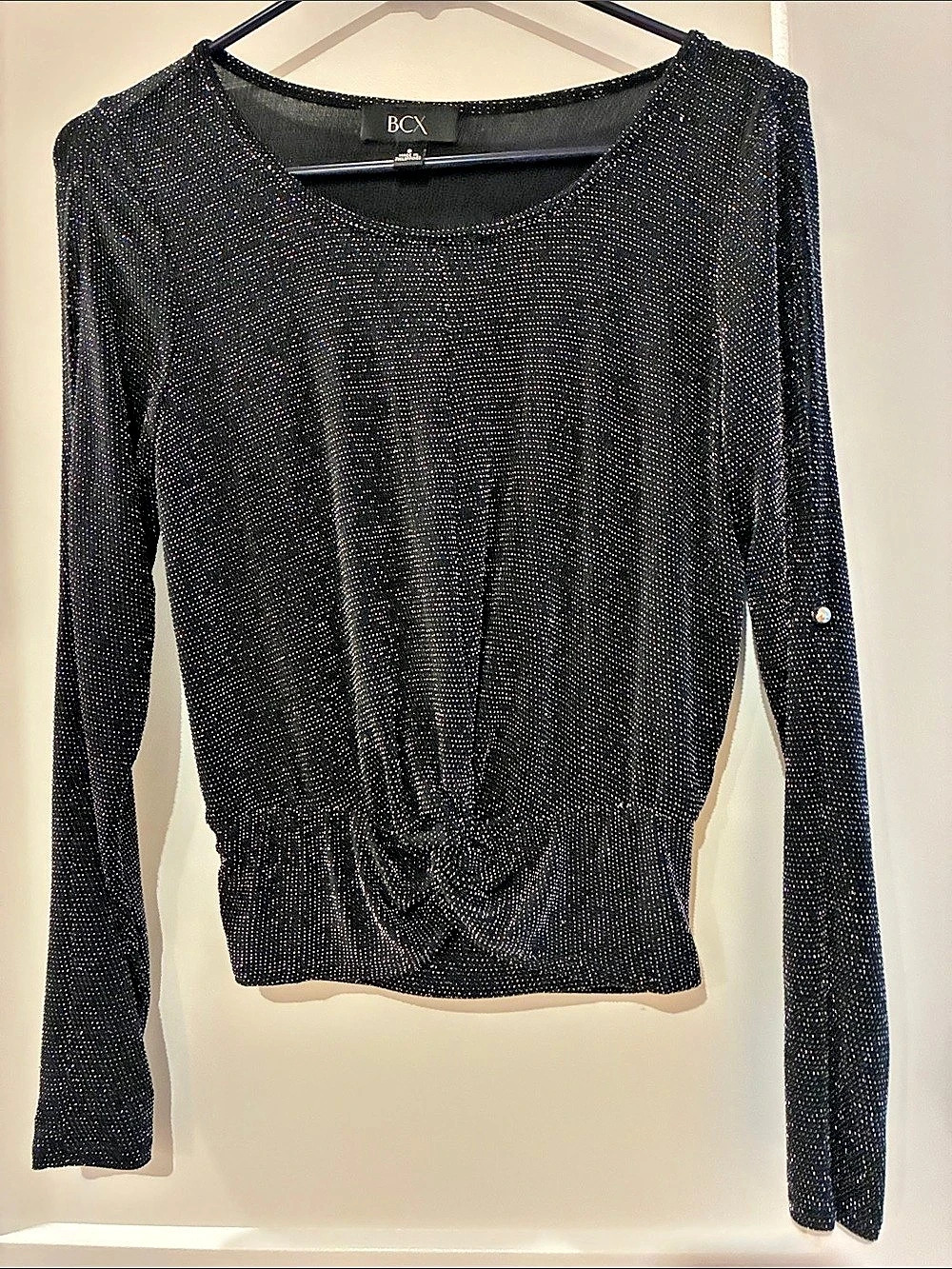 BCX Long Sleeve Top in Black, size S
